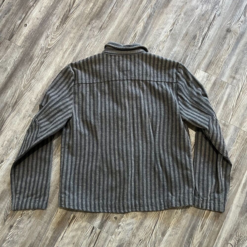 Billy Reid Wool Blend Overshirt Jacket Gray Stripe Size L Button Front Shacket - Picture 2 of 10
